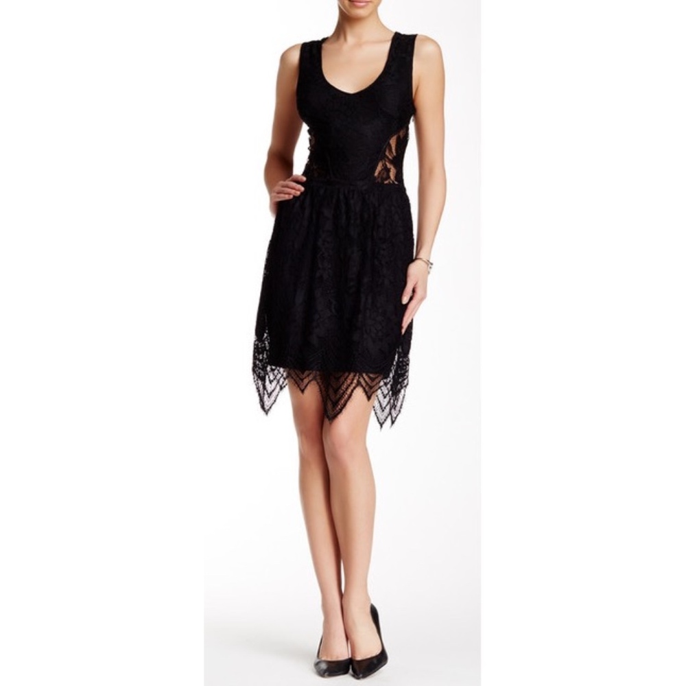 New Tart Lila Lace Black Overlay Dress SZ XS